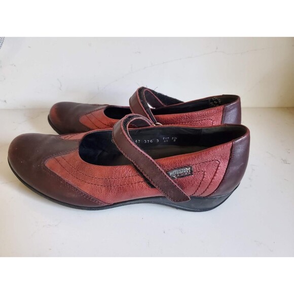 MEPHISTO Size 8 Mary Jane Shoes Metallic Burgundy and Brown Leather - Picture 2 of 7